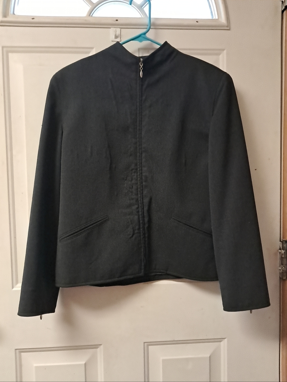 Lauren Ralph Lauren Petite Worsted Wool Womans 12P Full Zip Coat. Dark Grey